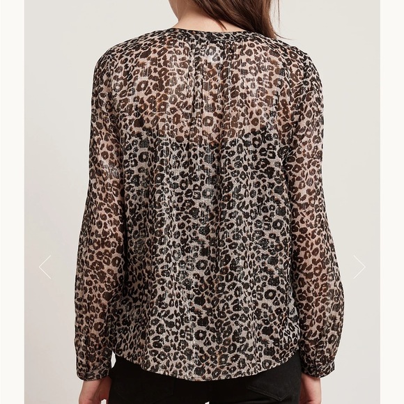 Velvet By Graham & Spencer Peyton Leopard Blouse TUNIC Womens Sz XS metallic - Picture 3 of 14
